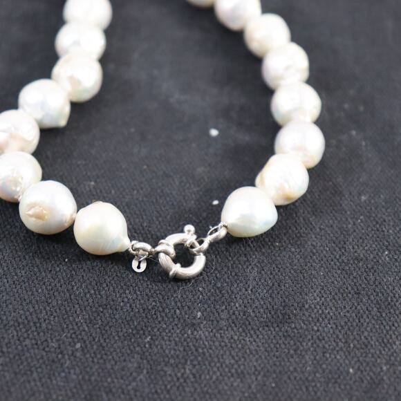 Genuine Baroque Pearl Necklace 20" with Sterling Silver Clasp - Picture 3 of 5